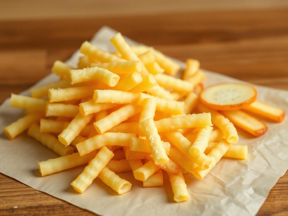 Golden extruded potato snacks and stackable chips